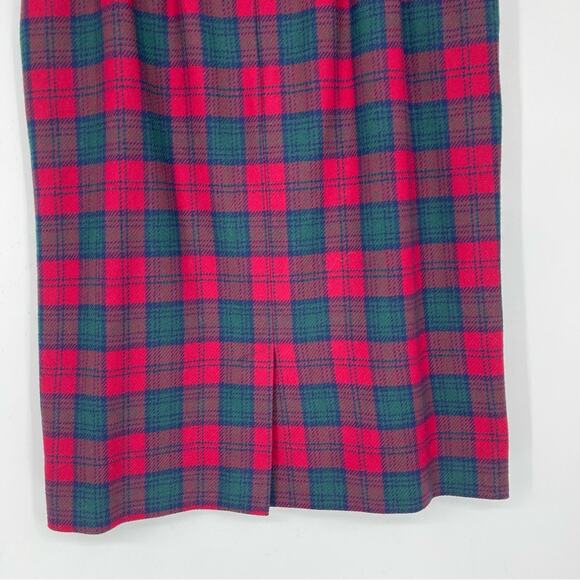 Pendleton Sz 12 Petite Wool Red Green Black Lined Skirt Pleated Pockets Tartan - Picture 5 of 16